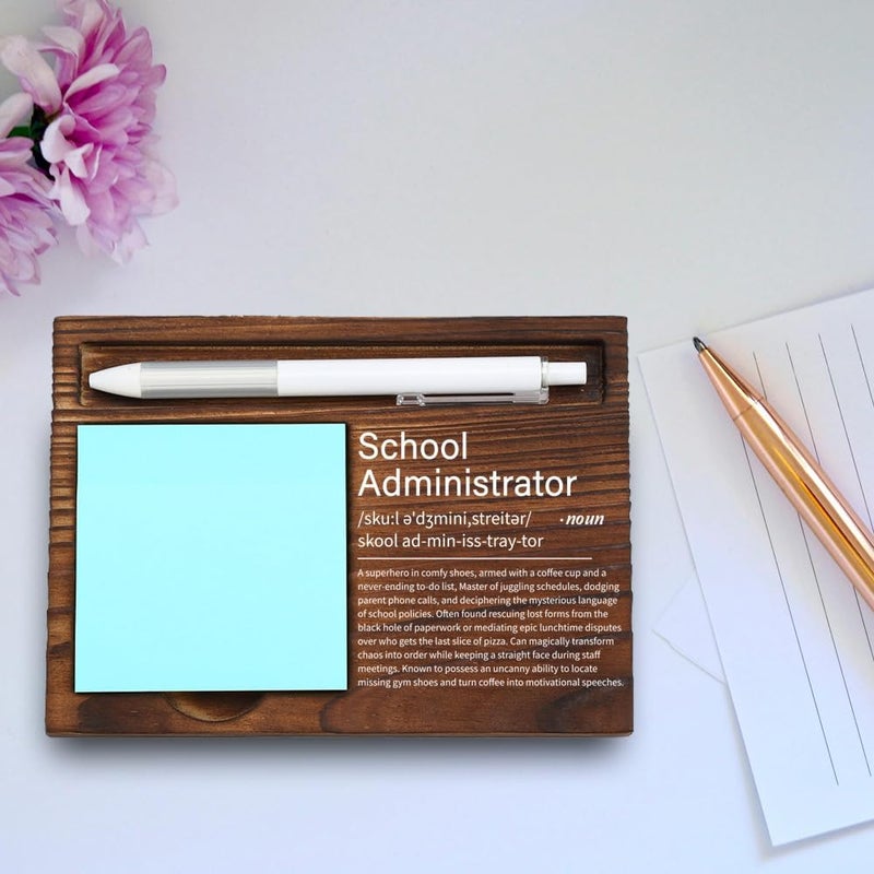 VYNWPDFLI School Administrator Gift – Funny Principal Desk Organizer, Office Motivational Decor, Wooden Sticky Note Holder,LQQ71 - Image 4